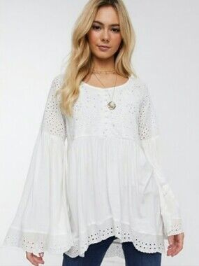 Free People Sea Of Love TunicTop in Ivory Dreams XS